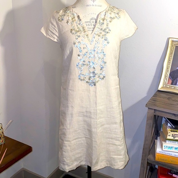 Vineyard Vines Dresses & Skirts - Vineyard Vines linen cap sleeve ivory dress size 4​
